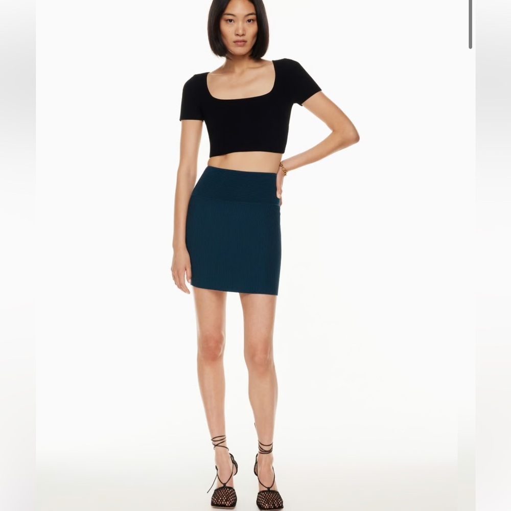 Babaton Aritzia Sculpt Knit Mini Skirt‎ Ribbed  Herbage Green 2XS